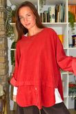 Bateau Needlecord Lazy Layer Top Morello